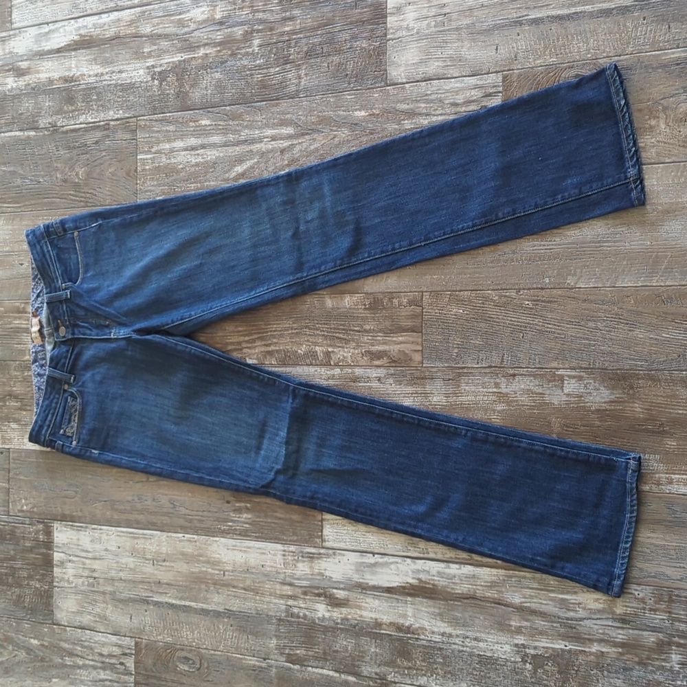 PAIGE "Melrose" medium dark wash straight cut denim jeans sz 29x35.5L TALL euc